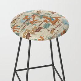 Wild West- Cowgirl Cowboy Herding the Cattle in the Desert- Eggshell Tooled Leather Bar Stool