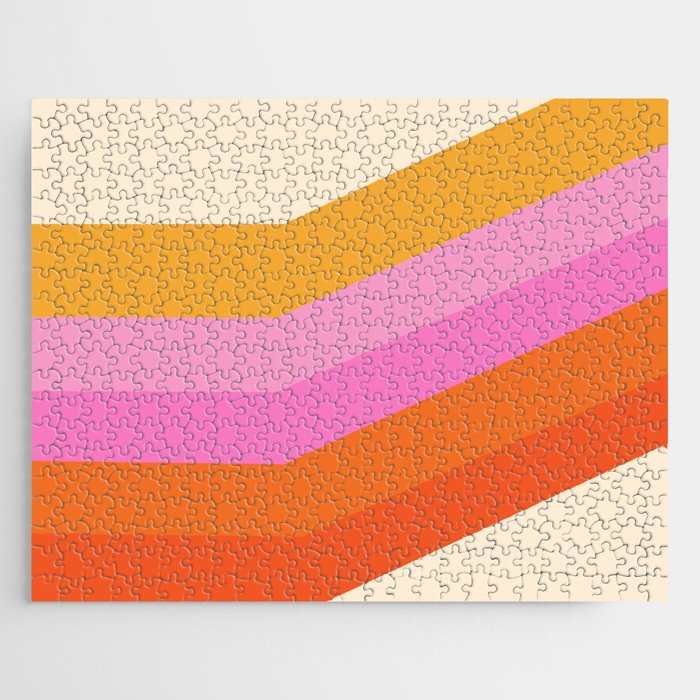 Retro Shapes 6  in Pink Orange Yellow Jigsaw Puzzle