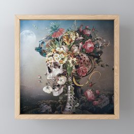 Flower skull Framed Mini Art Print
