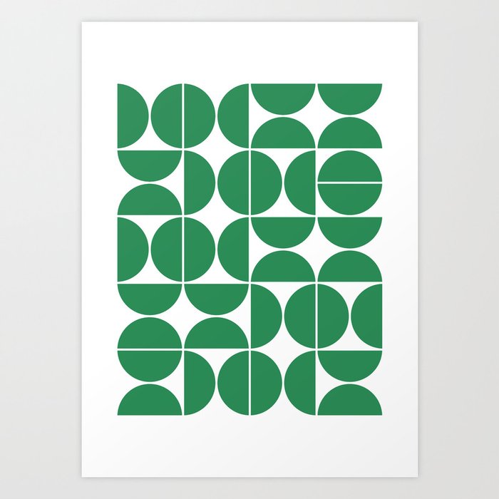 Mid Century Modern Geometric 04 Green Art Print