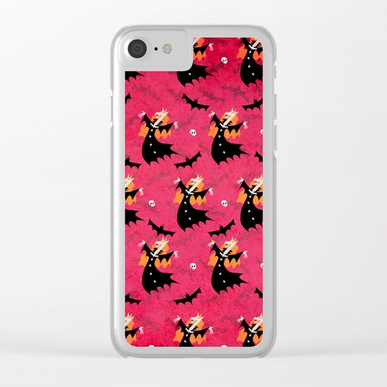 Unicorn Vampire Pattern Clear iPhone Case