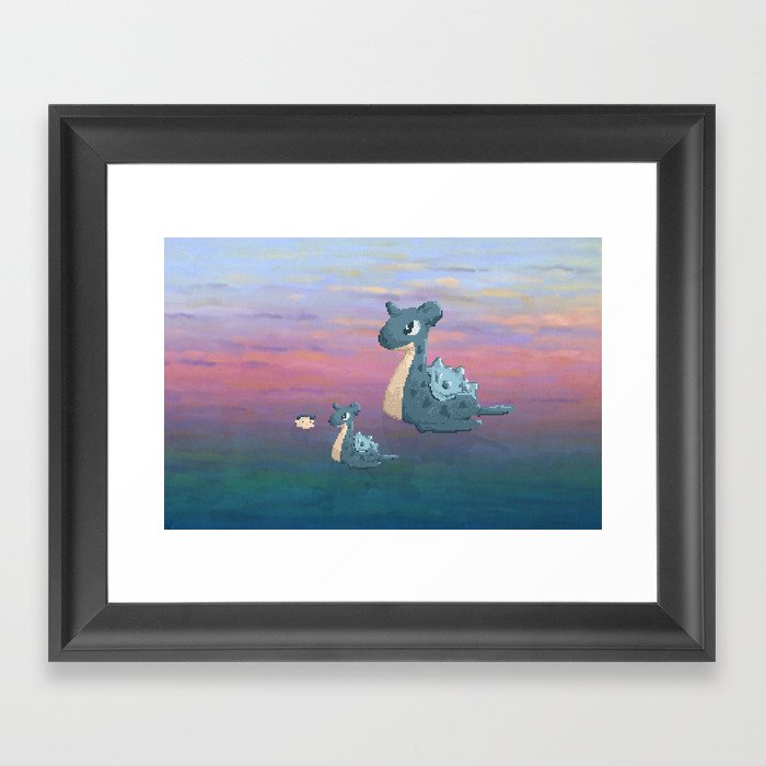 Swimming with Lapras. Framed Art Print