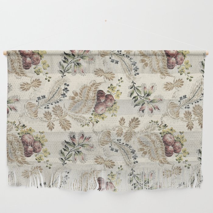 White French Floral with Pink Roses and Leaves Wall Hanging