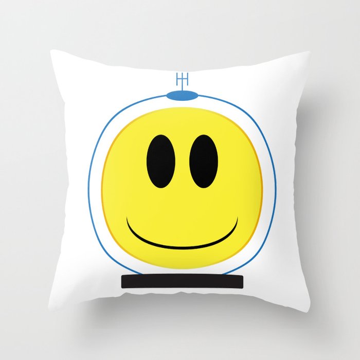 Spaceman Smile Face Button Isolated Throw Pillow