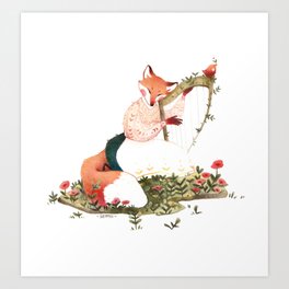 Fox Harp musician for the end of a Summer Art Print