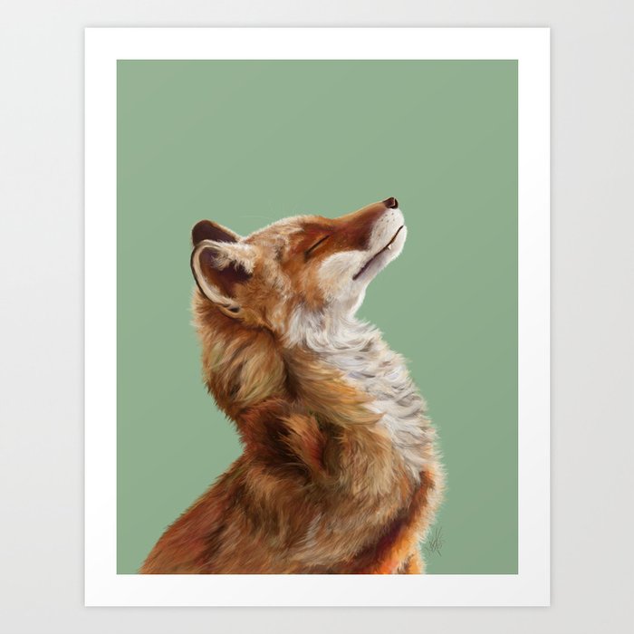 FOX - green Art Print