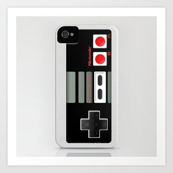 Classic retro Nintendo game controller iPhone 4 4s 5 5c, ipod, ipad, tshirt, mugs and pillow case Art Print