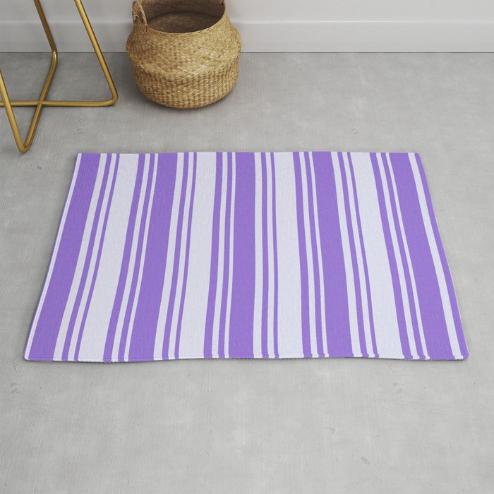Purple and Lavender Colored Striped Pattern Rug