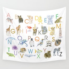 Alphabet Animals Watercolor 2 Wall Tapestry