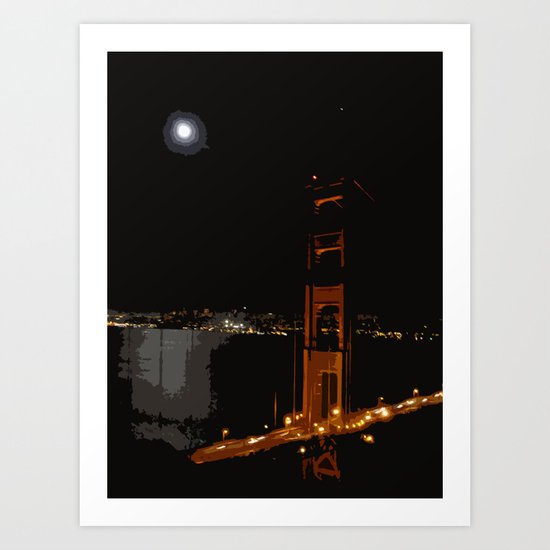 Golden Gate at Night Art Print
