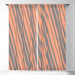 [ Thumbnail: Light Salmon and Grey Colored Striped/Lined Pattern Blackout Curtain ]