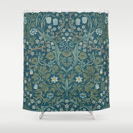 William Morris Vintage Blackthorn Teal 1892 Shower Curtain