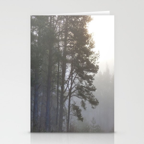 Misty Winter's Scottish Pine Tree View Stationery Cards