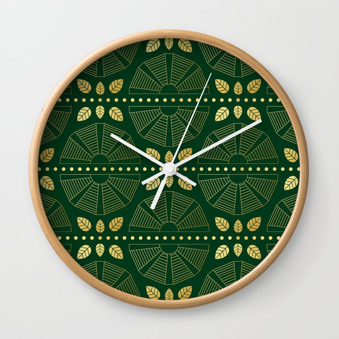 Emerald Art Deco Fan Wall Clock