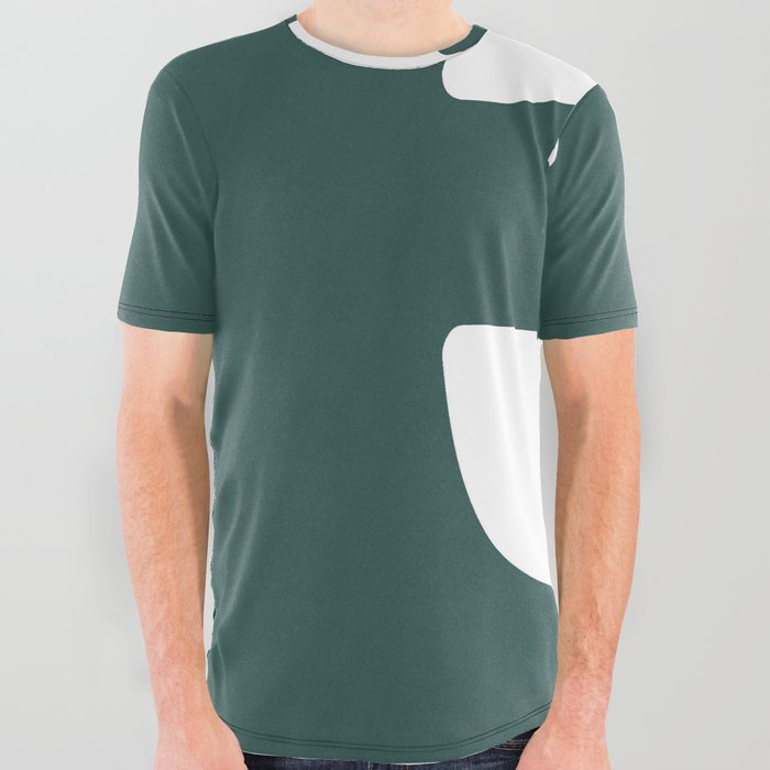 3 (White & Dark Green Number) All Over Graphic Tee