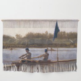 Boston's Head of the Charles River Regatta crew rowing racing boats landscape masterpiece by Thomas Eakins Boston's Head of the Charles Regatta Wall Hanging