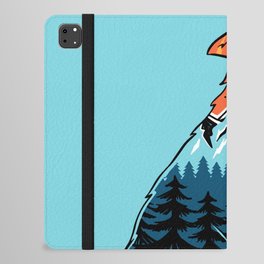 Vector Illustration Howling Wolf Mountain Landscape iPad Folio Case