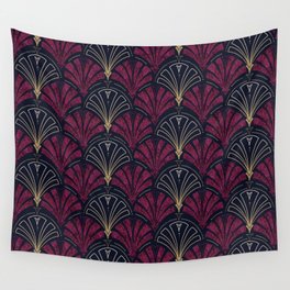 Burgundy Red And Gold Art Deco Great Gatsby Style Pattern Wall Tapestry