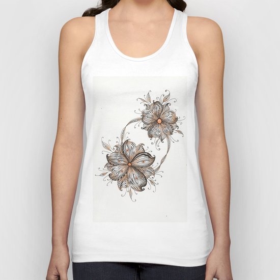 Abstract Floral line art Unisex Tank Top