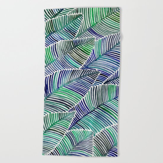 Tropical Leaves – Blue/Green Palette Beach Towel