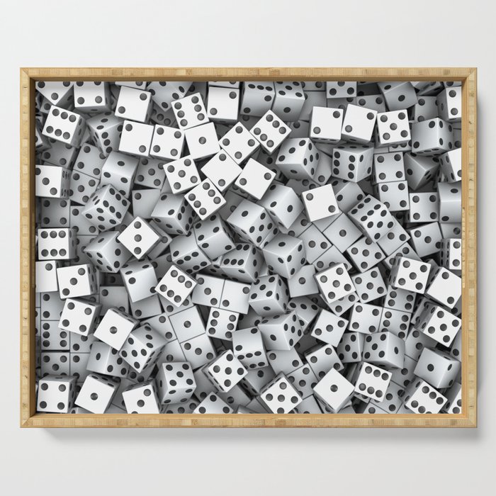 Casino Lucky Dice Gambler Abstract Gaming Pattern White Serving Tray