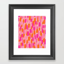 Abstract, Paint Brush Effect, Orange and Pink Framed Art Print