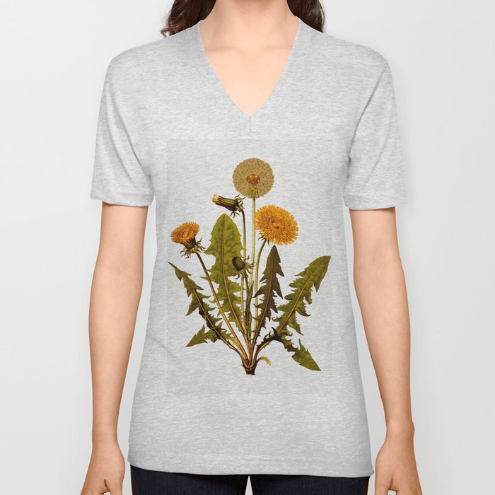 Botanical Dandelions V Neck T Shirt