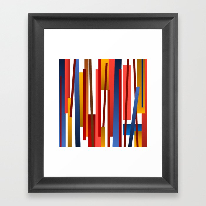 Lines | Red Framed Art Print