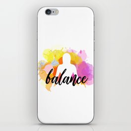 Silhouette of a woman sitting balanced in lotus pose watercolor	 iPhone Skin