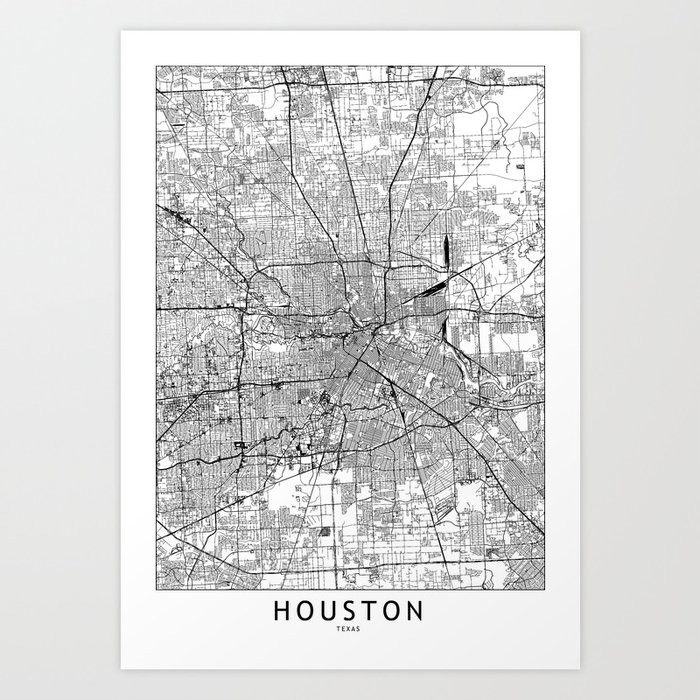 houston white map art