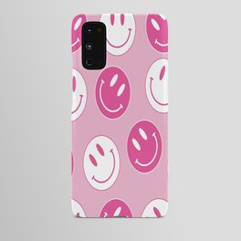 Large Pink and White Smiley Face - Preppy Aesthetic Decor Android Case