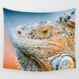 Mexico Photography - Green Iguana Relaxing Under The Sun Wall Tapestry
