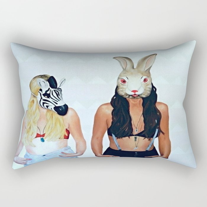 zebra & rabbit masks  Rectangular Pillow