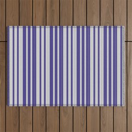 [ Thumbnail: Light Gray and Dark Slate Blue Colored Lines Pattern Outdoor Rug ]