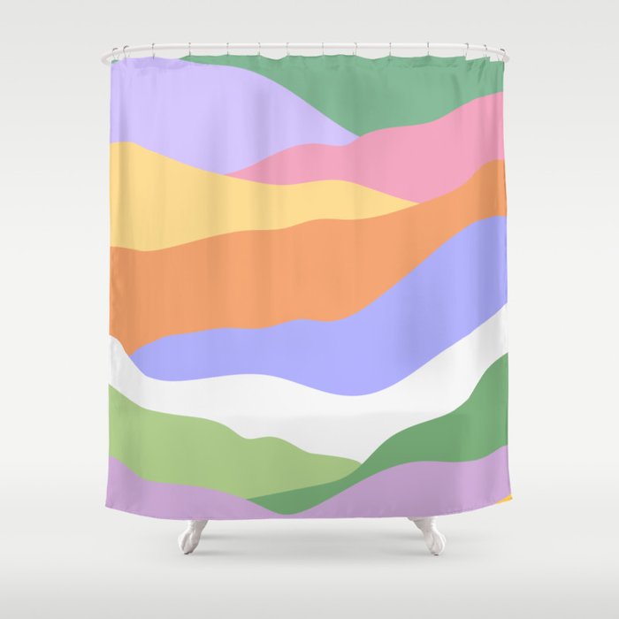 Retro Abstract Colorful Waves Shower Curtain