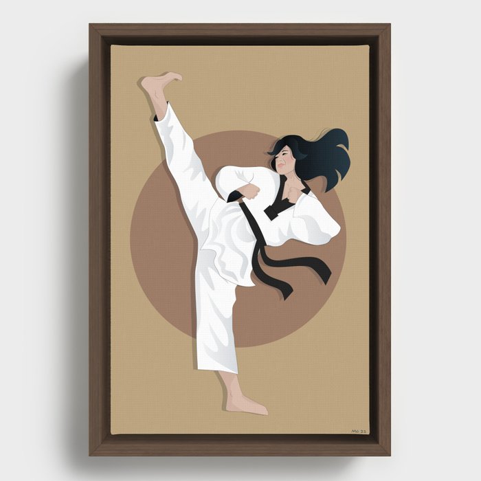 Taekwondo Fighter Framed Canvas