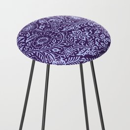 Woodblock print repeating pattern in blue Counter Stool