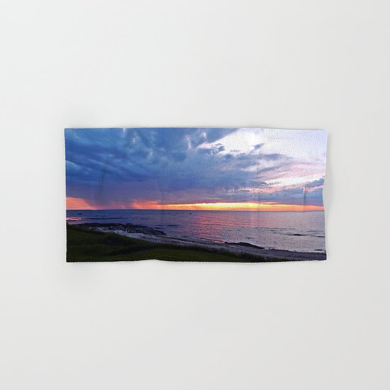 Sunset at Sea and the Rain Storm Hand & Bath Towel