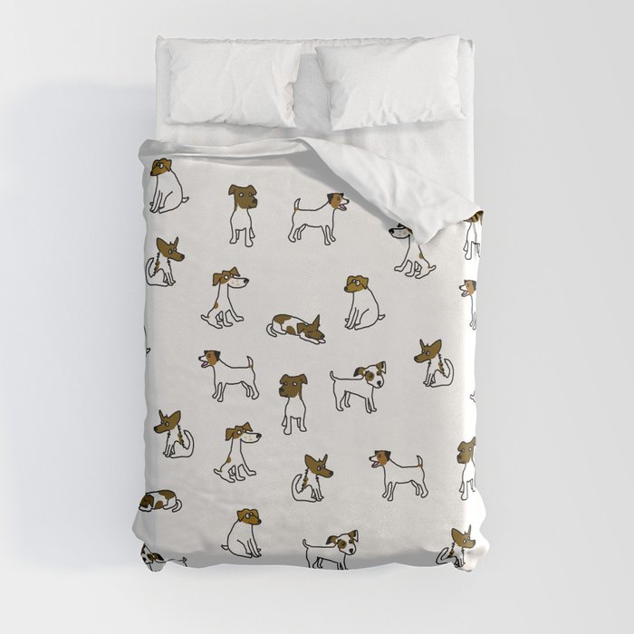 Jack Russell Terrier Cartoon Duvet Cover by ellenjaggerstudios