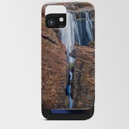 Gljufrabui waterfall narrow canyon with wedged boulder | Iceland long exposure silky water  iPhone Card Case