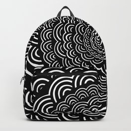 Spiral Mandala (Black) Curve Round Rainbow Pattern Unique Minimalistic Vintage Zentangle Backpack