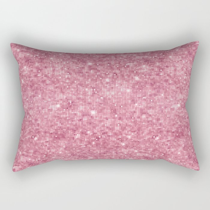 Luxury Pink Sparkly Sequin Pattern Rectangular Pillow