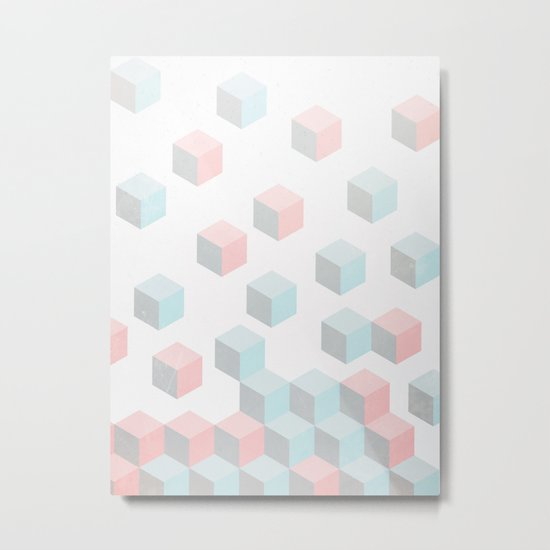 Pastel Isometric Rain Metal Print