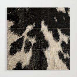 Faux Cowhide, Black and White Wild Ranch Animal Hide Print Wood Wall Art