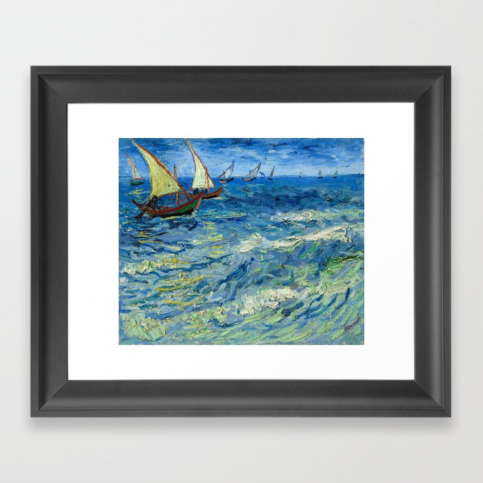 The Sea at Saintes-Maries, 1888 by Vincent van Gogh Framed Art Print