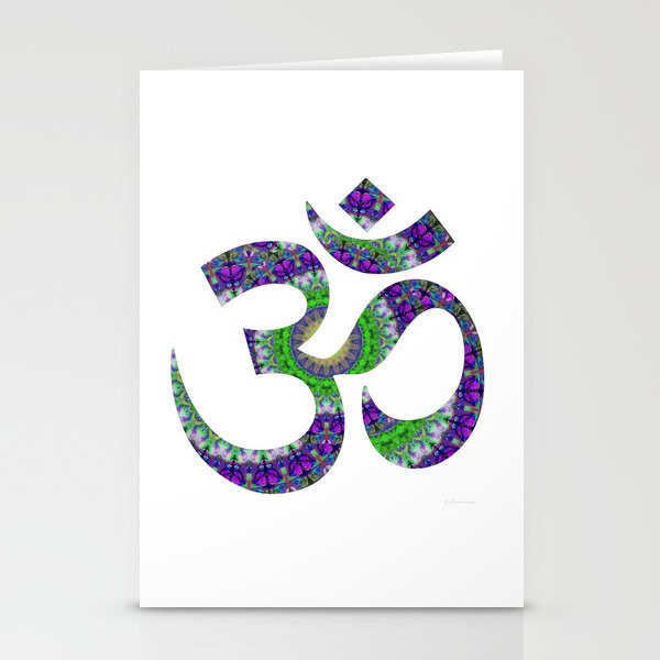  Om 8 - Beautiful Purple And Green - Sharon Cummings Stationery Cards