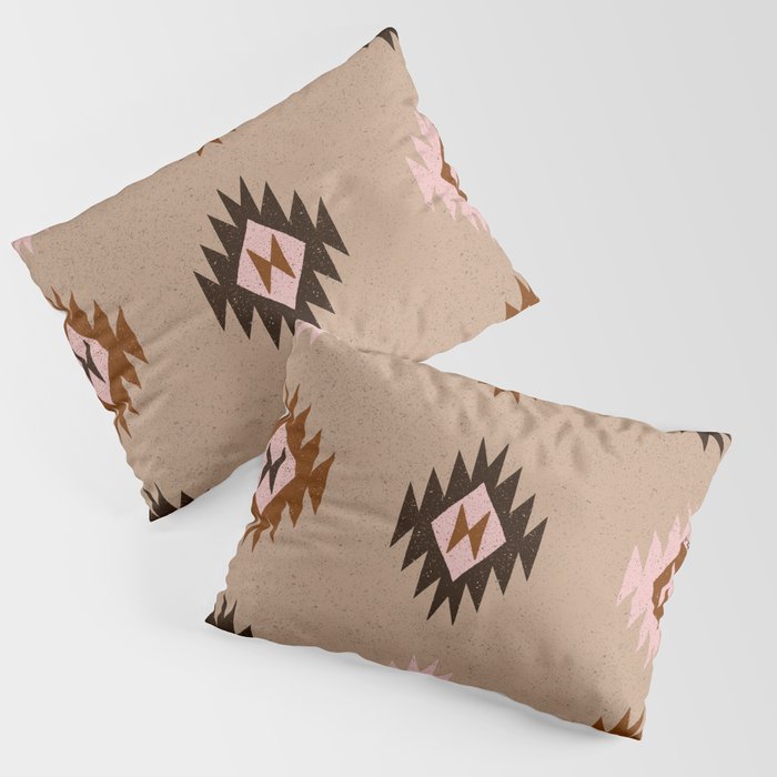 Mexican traditional pattern - Terracota red and Espresso Pillow Sham