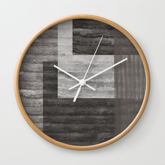 MVB Patchwork Faux Texture Design Taupe Brown Wall Clock