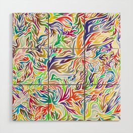 Abstract multi colour flames. Wood Wall Art