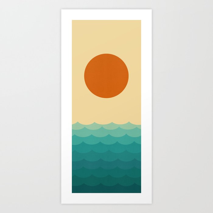 Sun and waves Art Print
